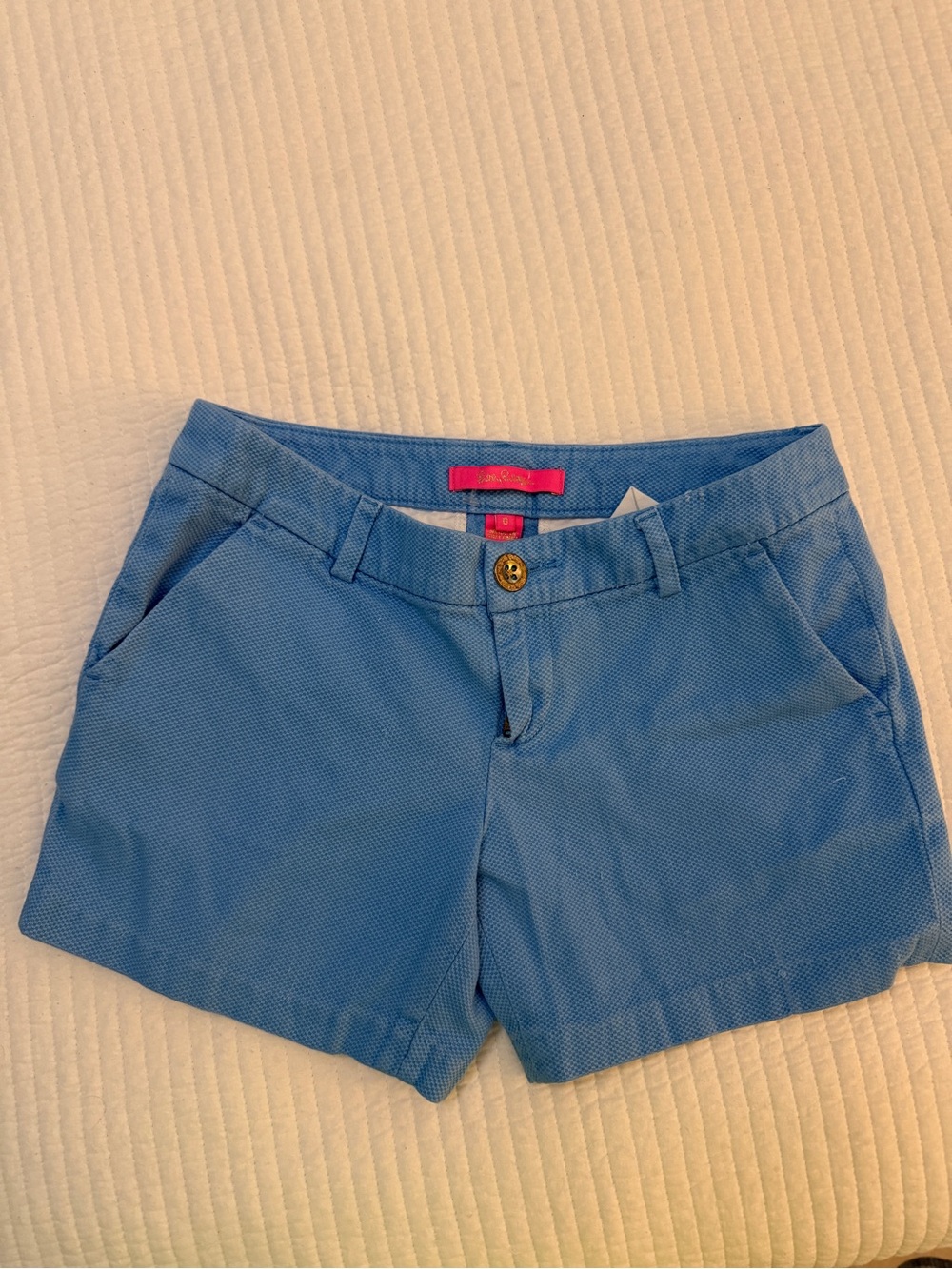 Lilly Pulitzer Blue Textured Shorts Size 0 Preppy Resort